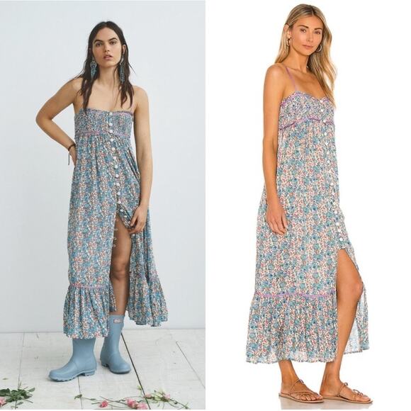 Free People Molly Jo Midi Maxi Micro Floral Dress Rare Large - Picture 1 of 9